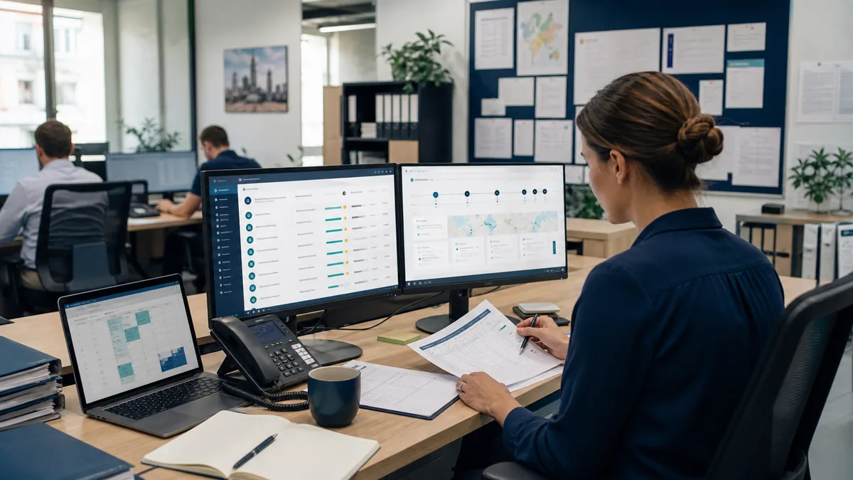 Staffing team reviewing AI voice start-confirmation results before workers begin their first shift