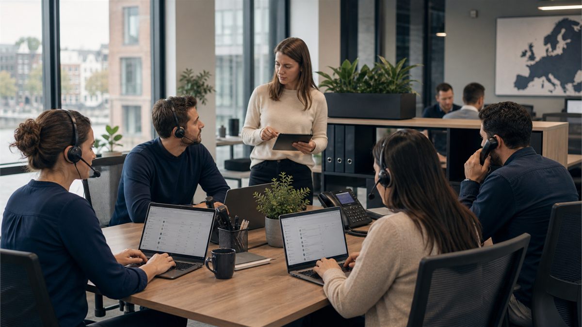 Recruitment operations team coordinating multilingual candidate intake across Dutch, Polish, and English workflows