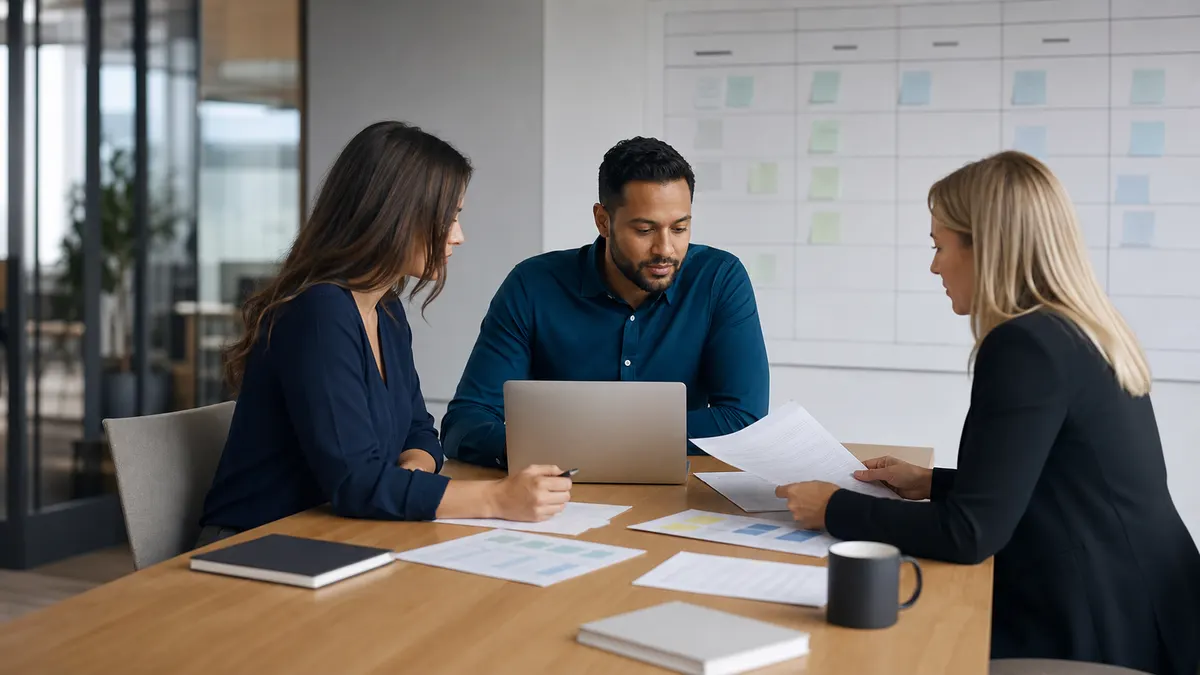 Staffing team reviewing recruiter coverage and candidate follow-up ownership during an absence